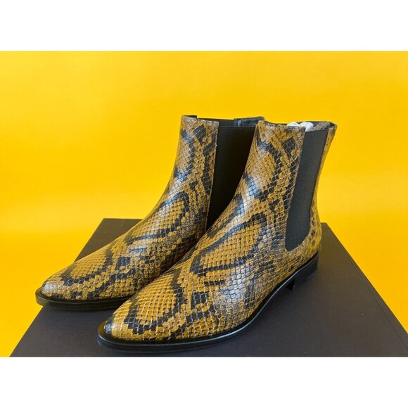 Freda Salvador Joan Chelsea Boots Womens 5 M Brass Snake Embossed Leather NWB - Picture 5 of 12